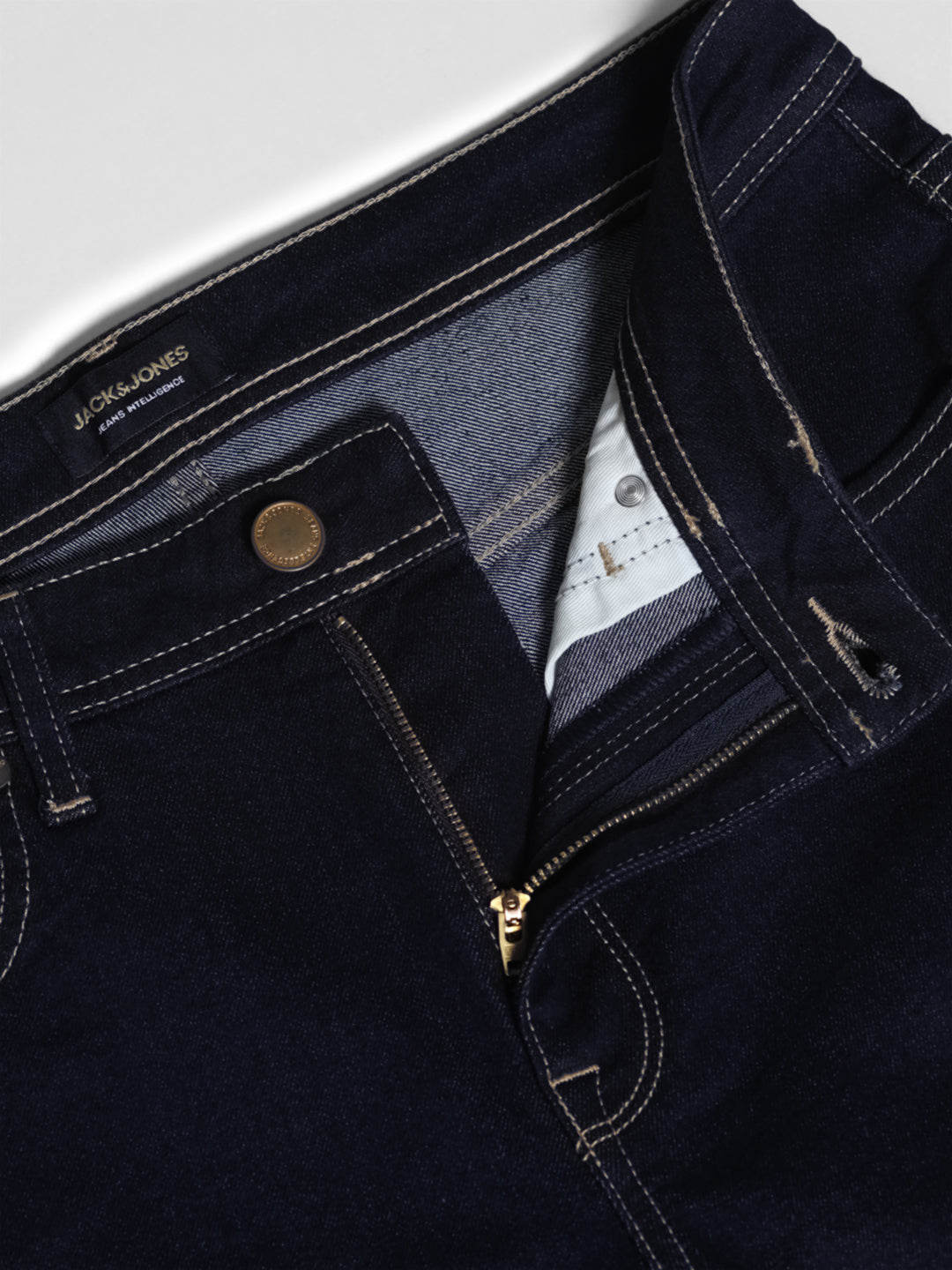 Dark Blue Contrast Stitch Skinny Jeans