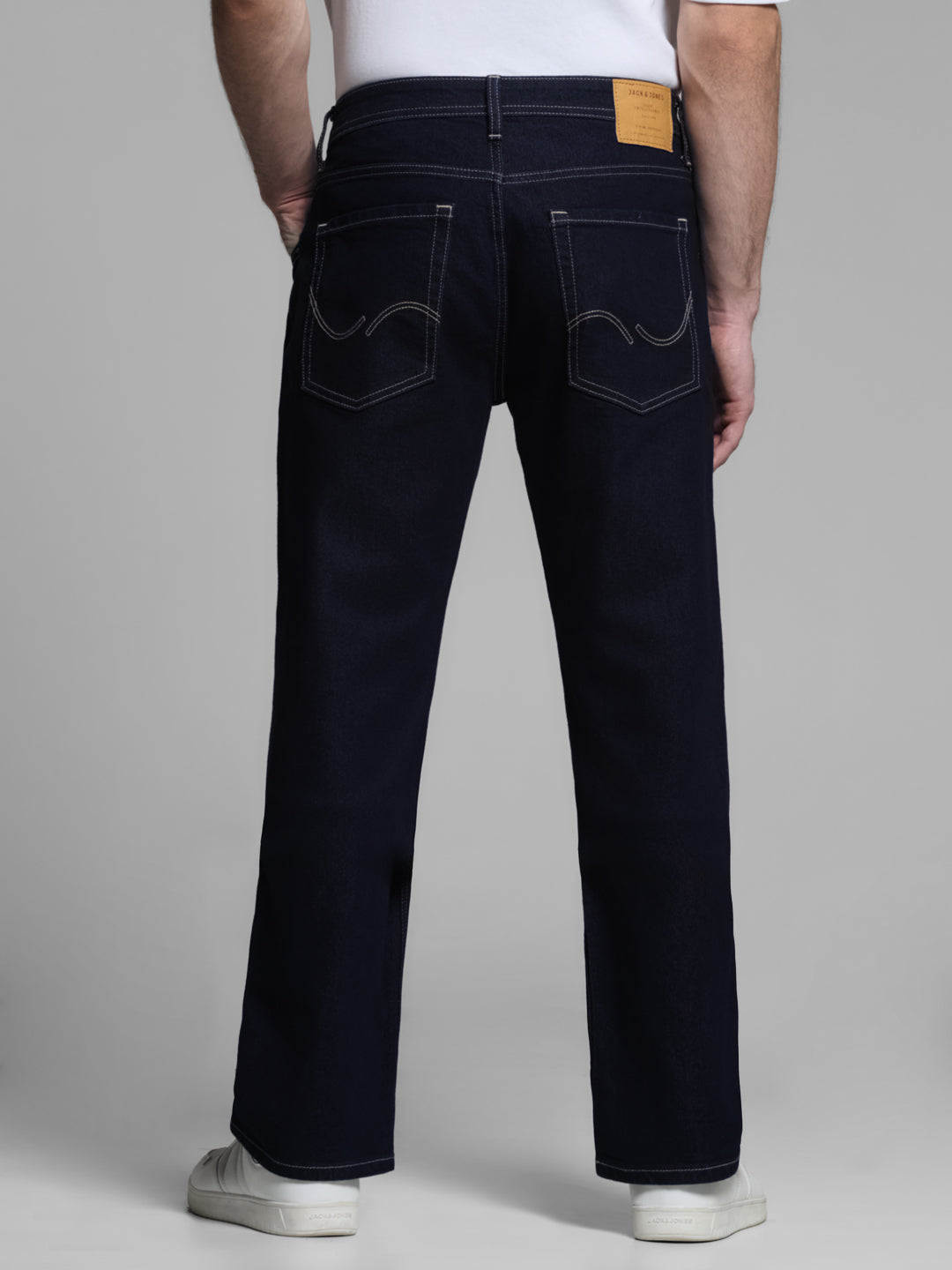 Dark Blue Contrast Stitch Bootcut Jeans