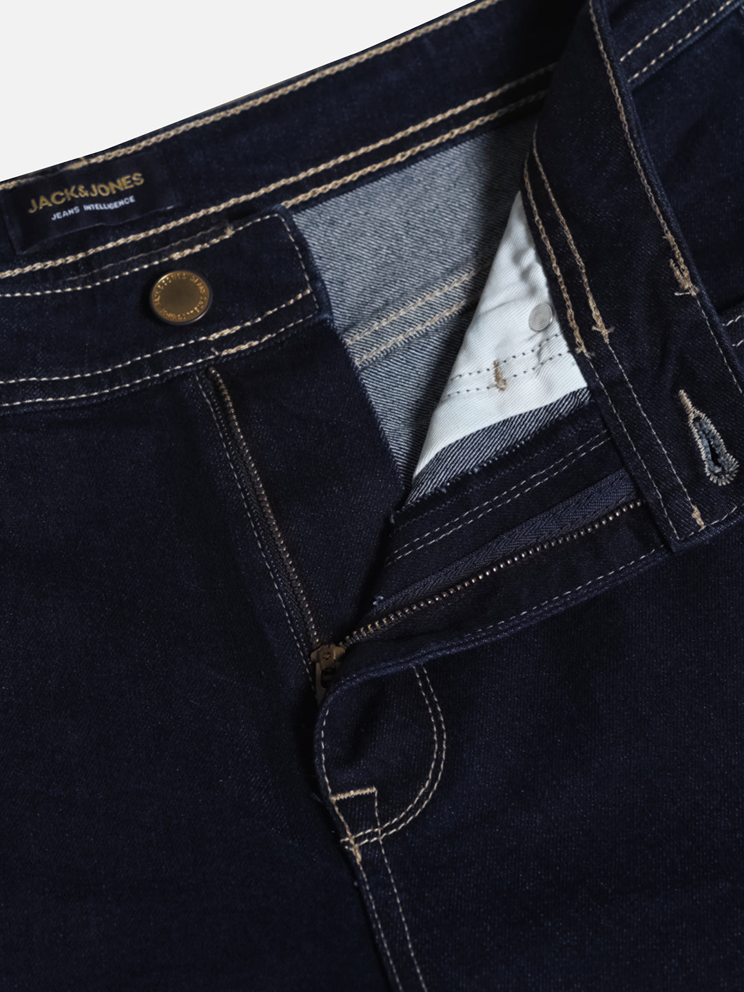 Dark Blue Contrast Stitch Bootcut Jeans