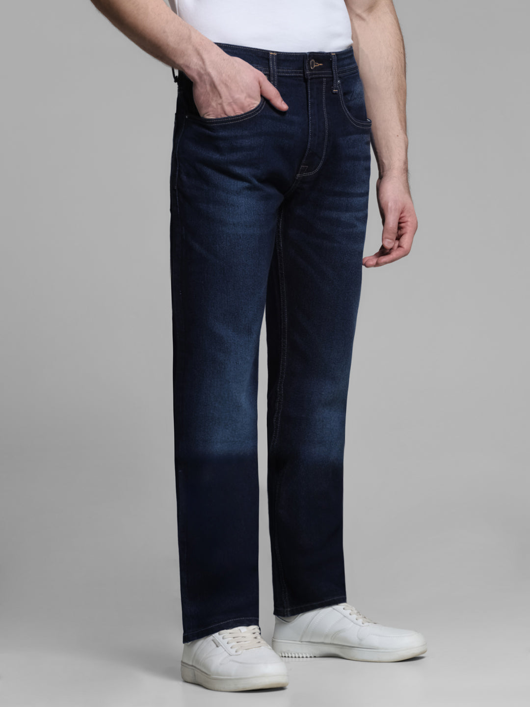Dark Blue Washed Bootcut Jeans
