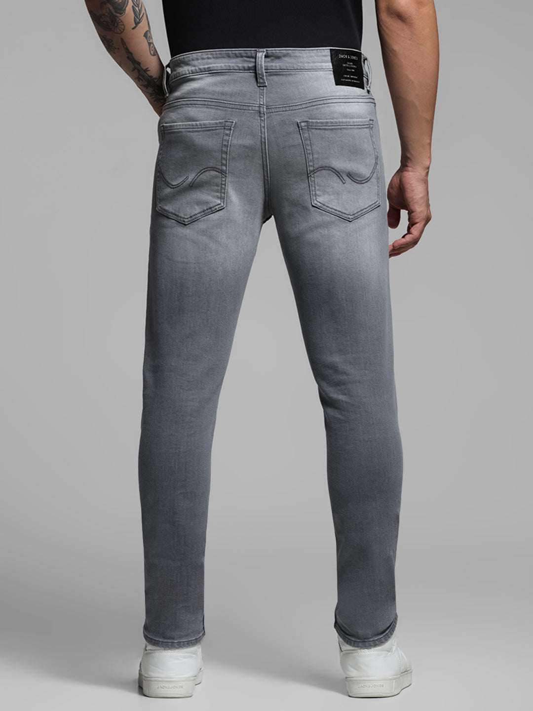 Grey Washed Brak Cropped SlIm Fit Jeans