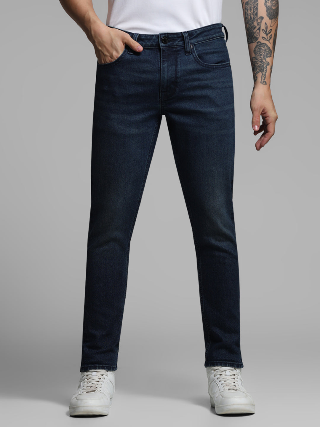 Dark Blue Brak Slim Fit Cropped Jeans - 28/27