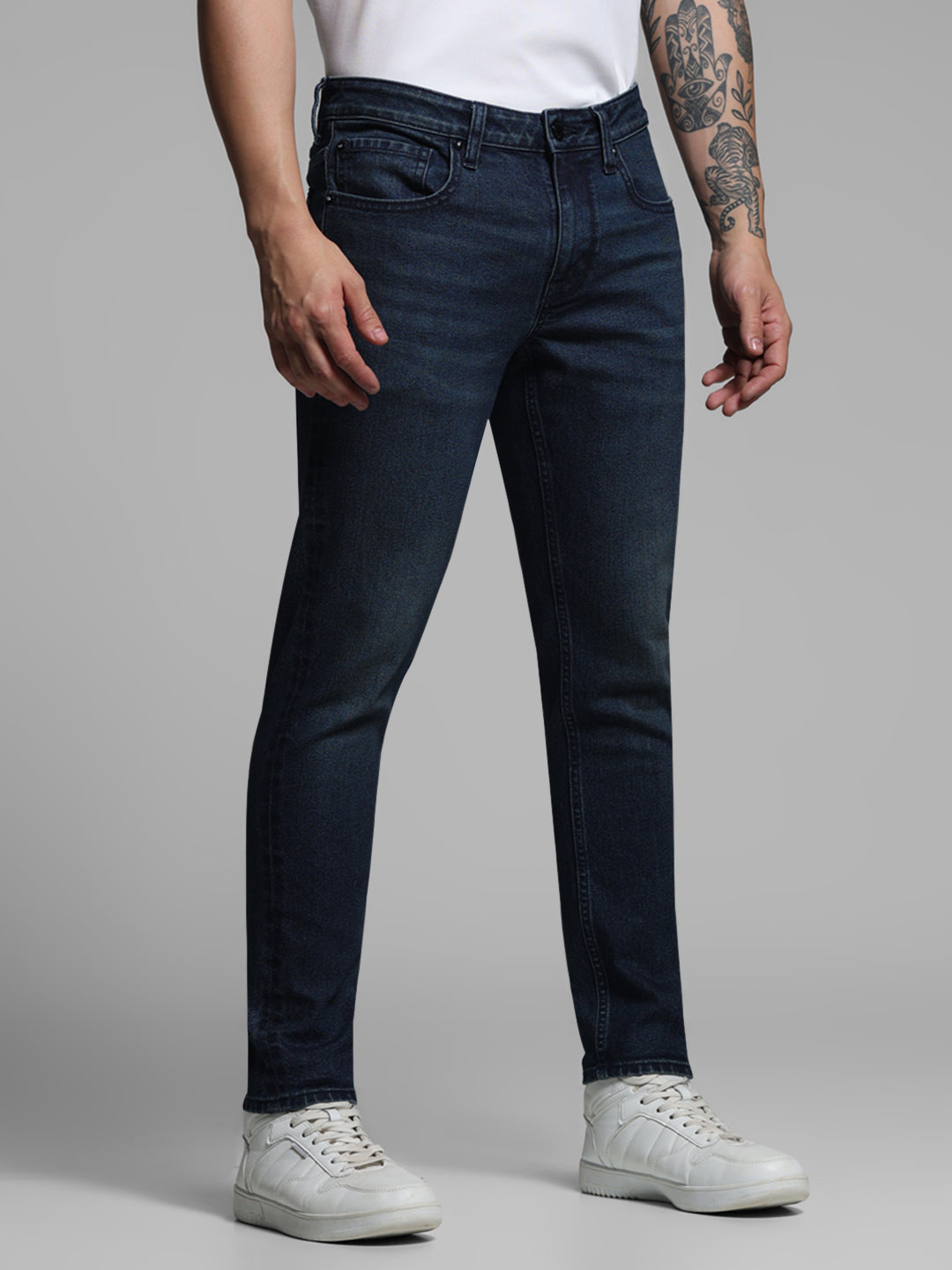 Dark Blue Brak Slim Fit Cropped Jeans