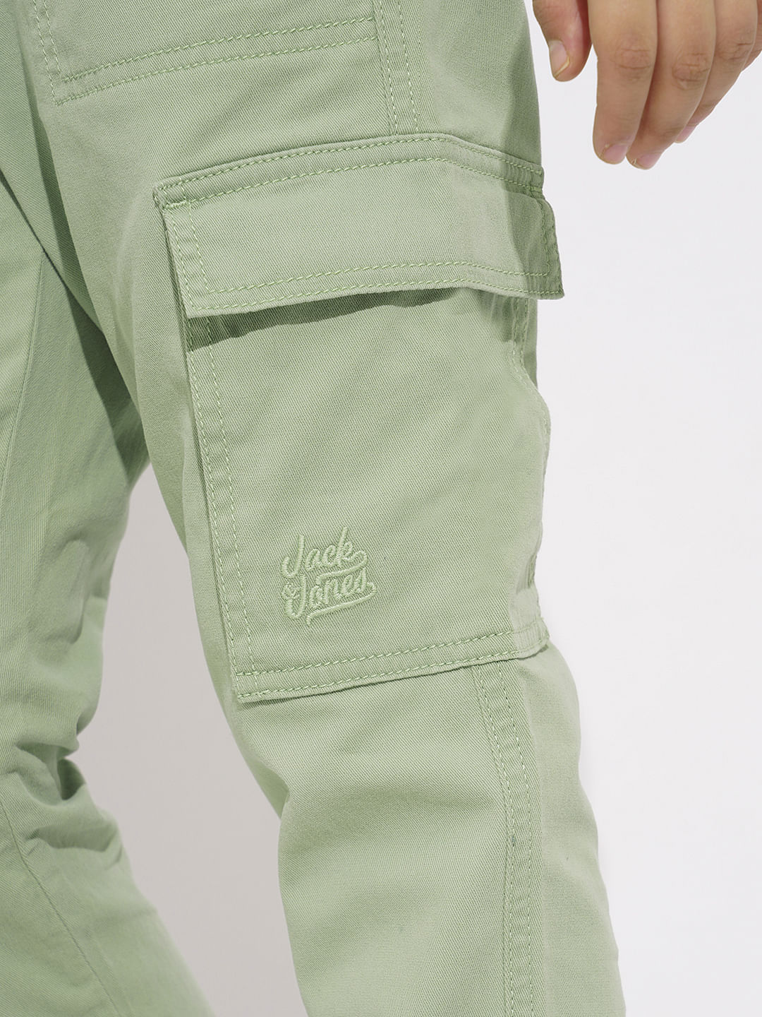 Boys Sage Green Mid Rise Casual Pants