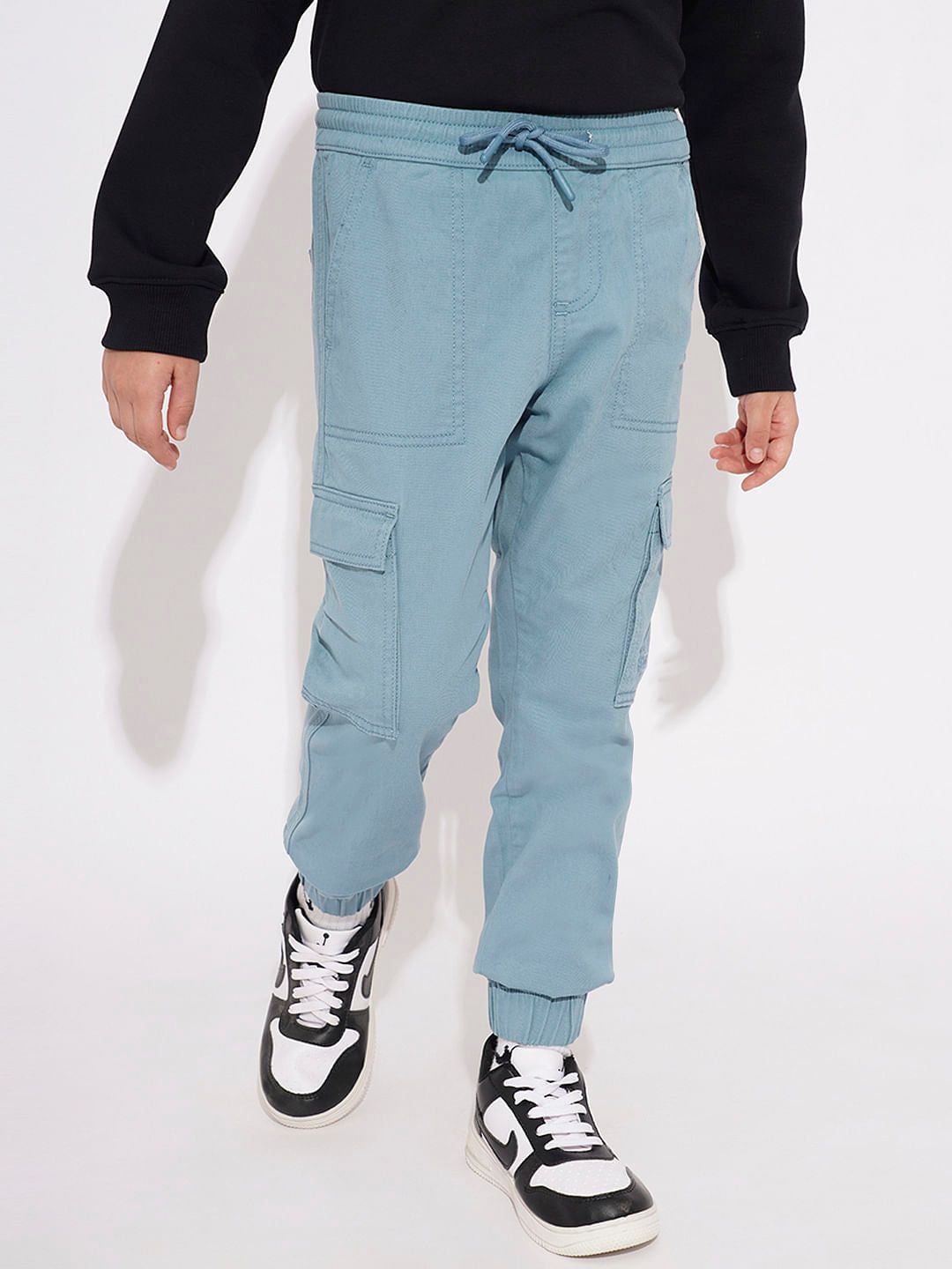 Boys Blue Mid Rise Casual Pants
