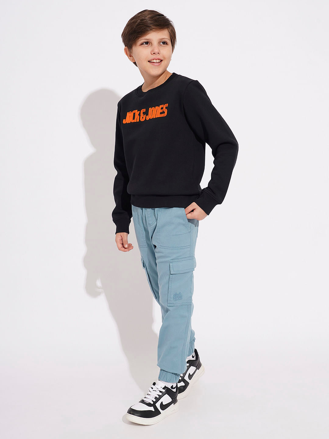 Boys Blue Mid Rise Casual Pants