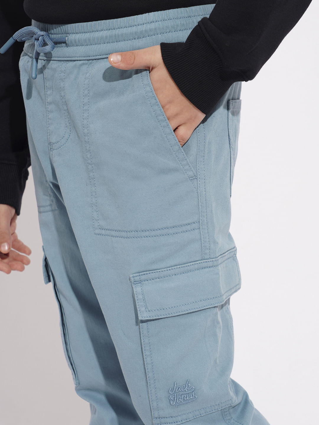 Boys Blue Mid Rise Casual Pants