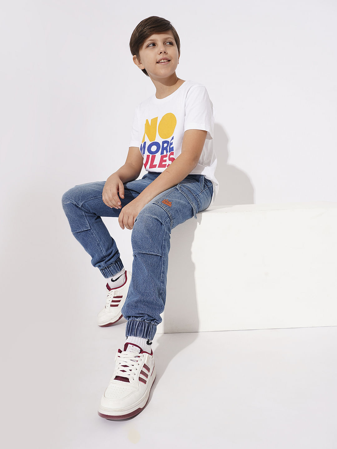 Boys Blue Cargo Denim Joggers - 4/5Y