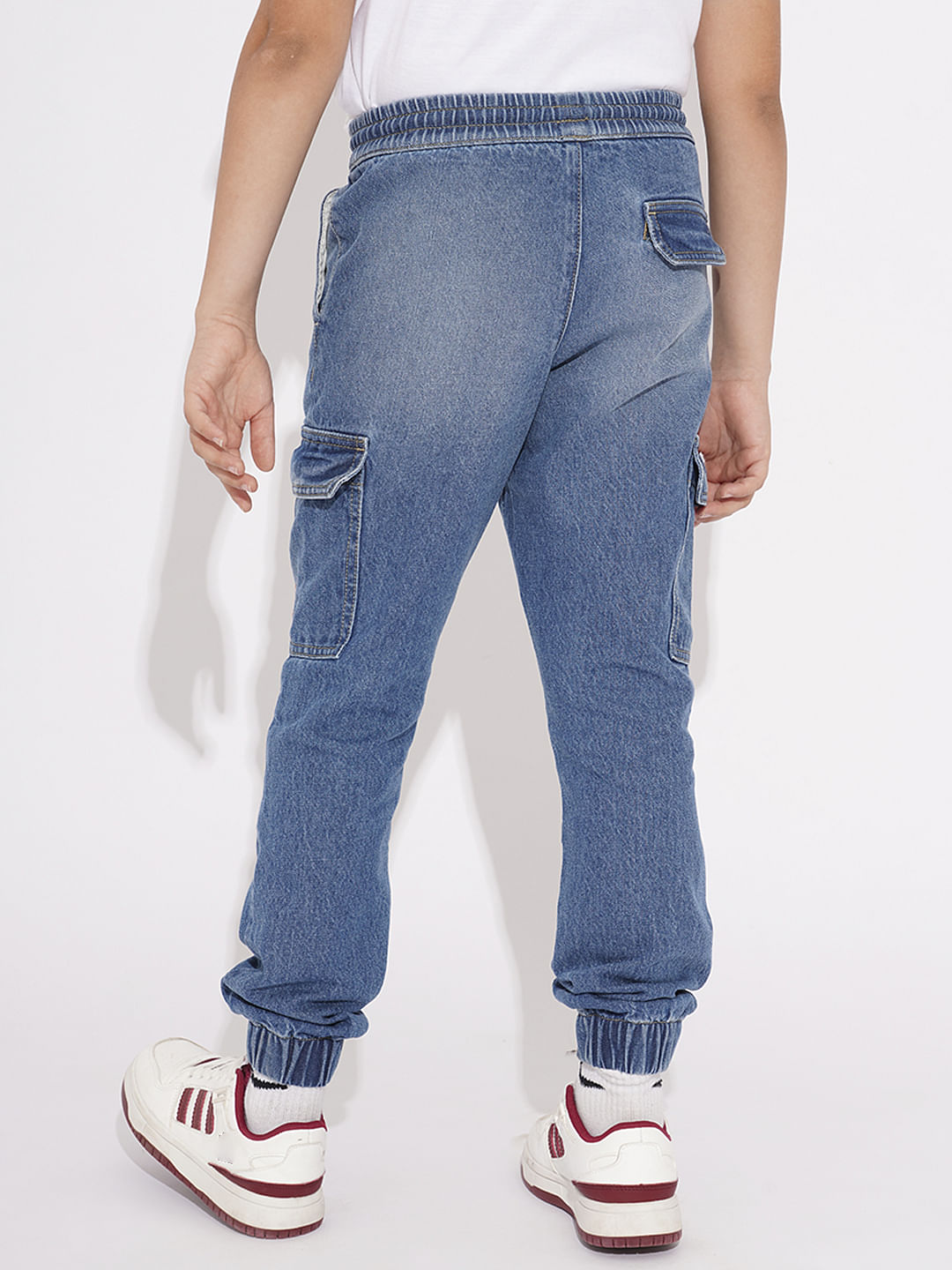 Boys Blue Cargo Denim Joggers