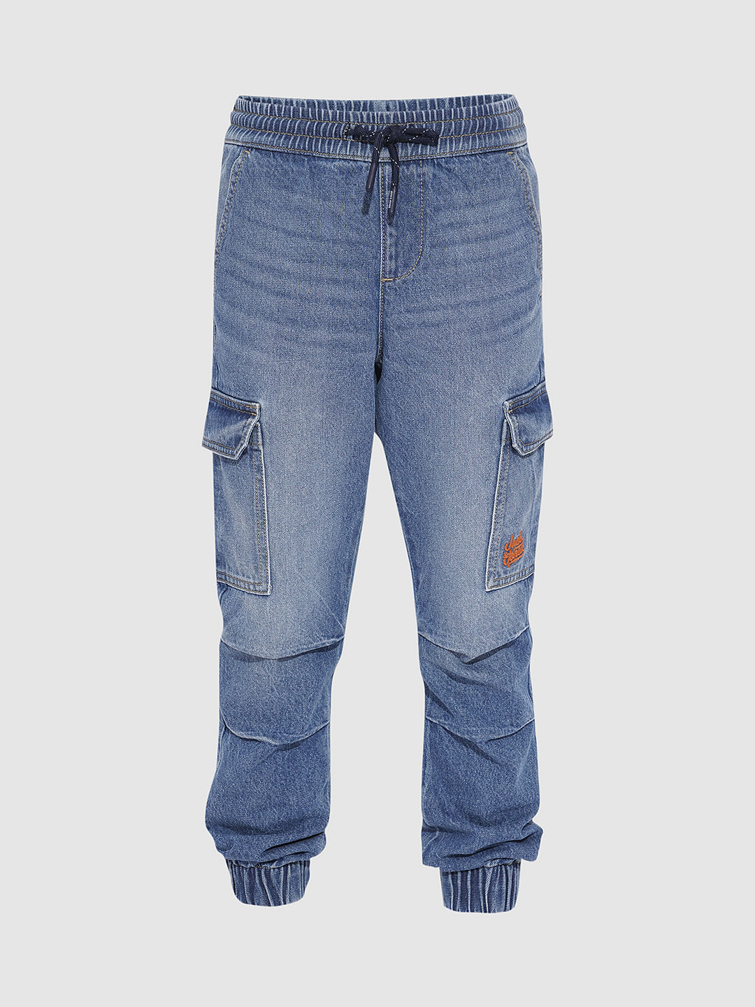 Boys Blue Cargo Denim Joggers