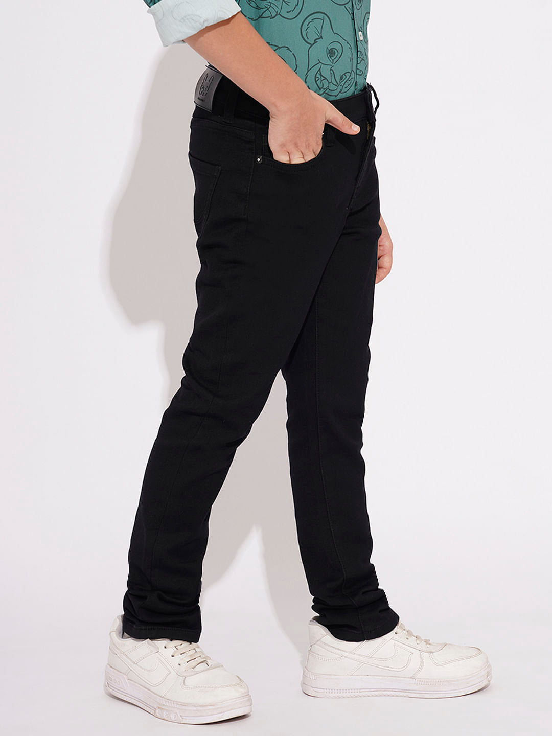 BOYS Black Mid Rise Clark Regular Fit Jeans