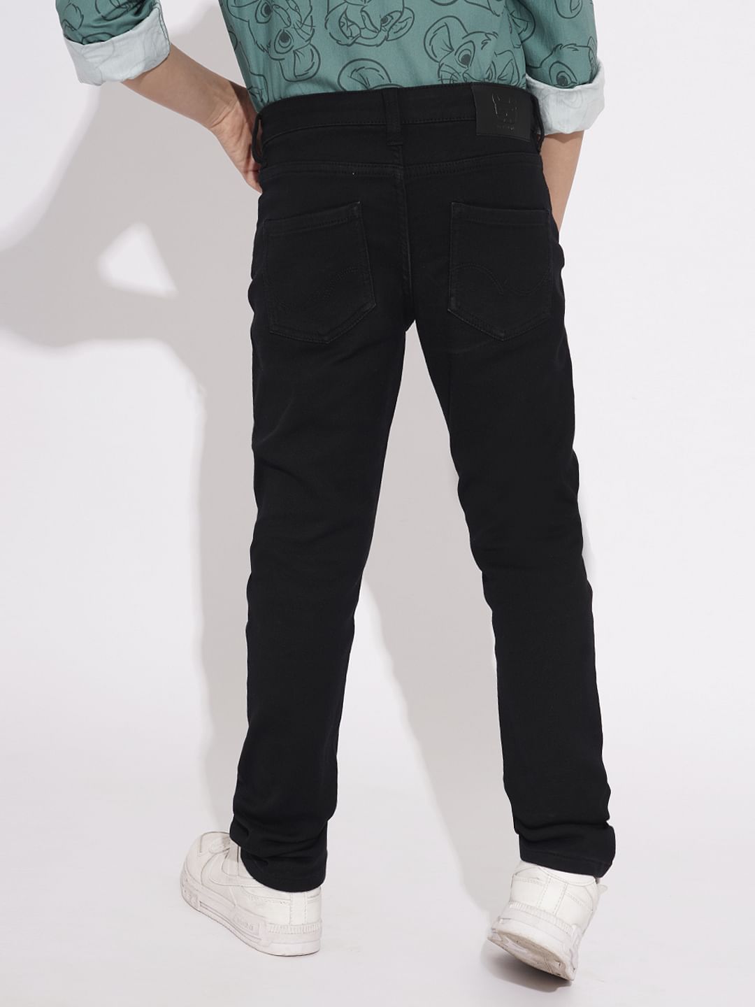 BOYS Black Mid Rise Clark Regular Fit Jeans