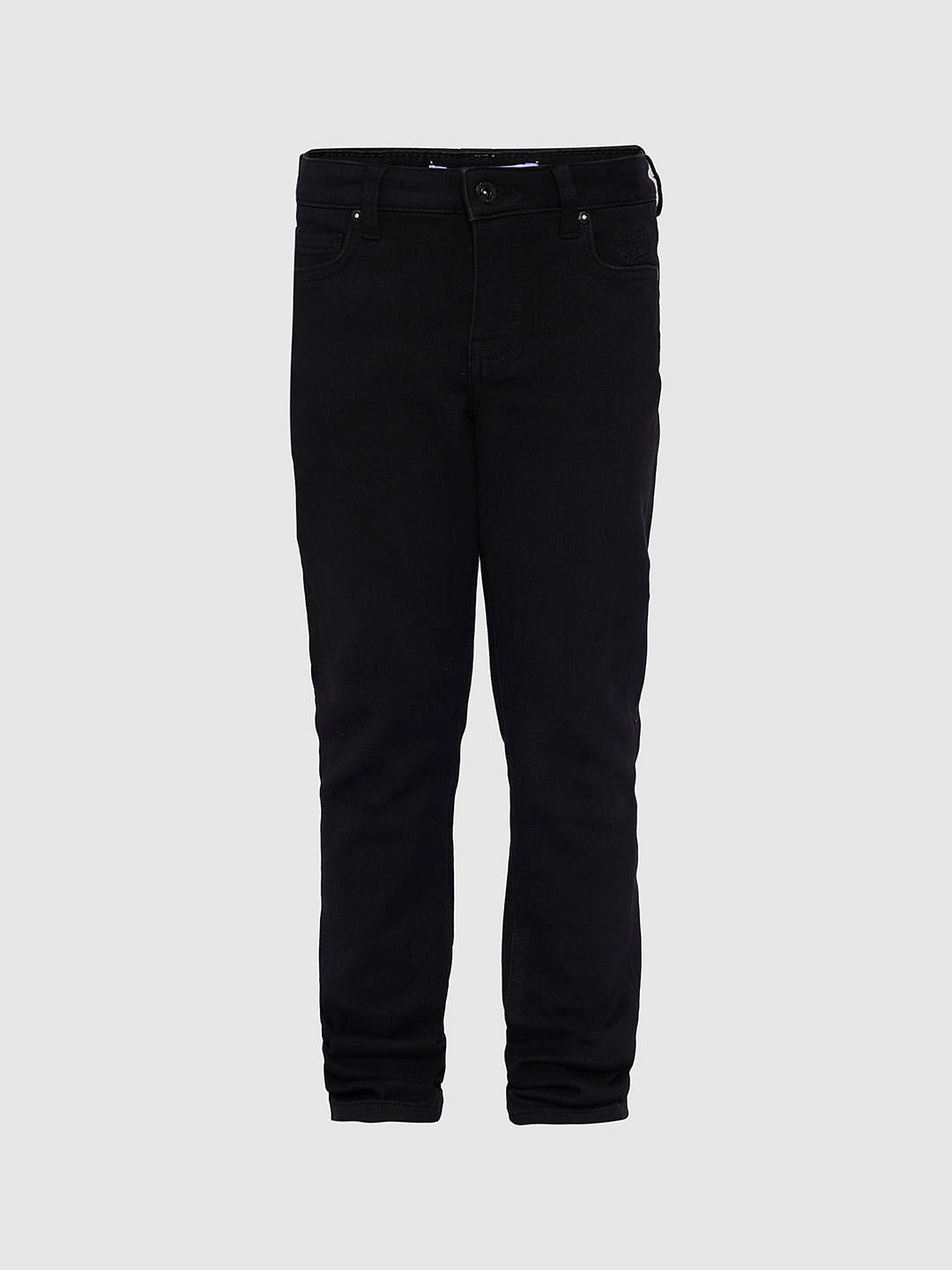 BOYS Black Mid Rise Clark Regular Fit Jeans