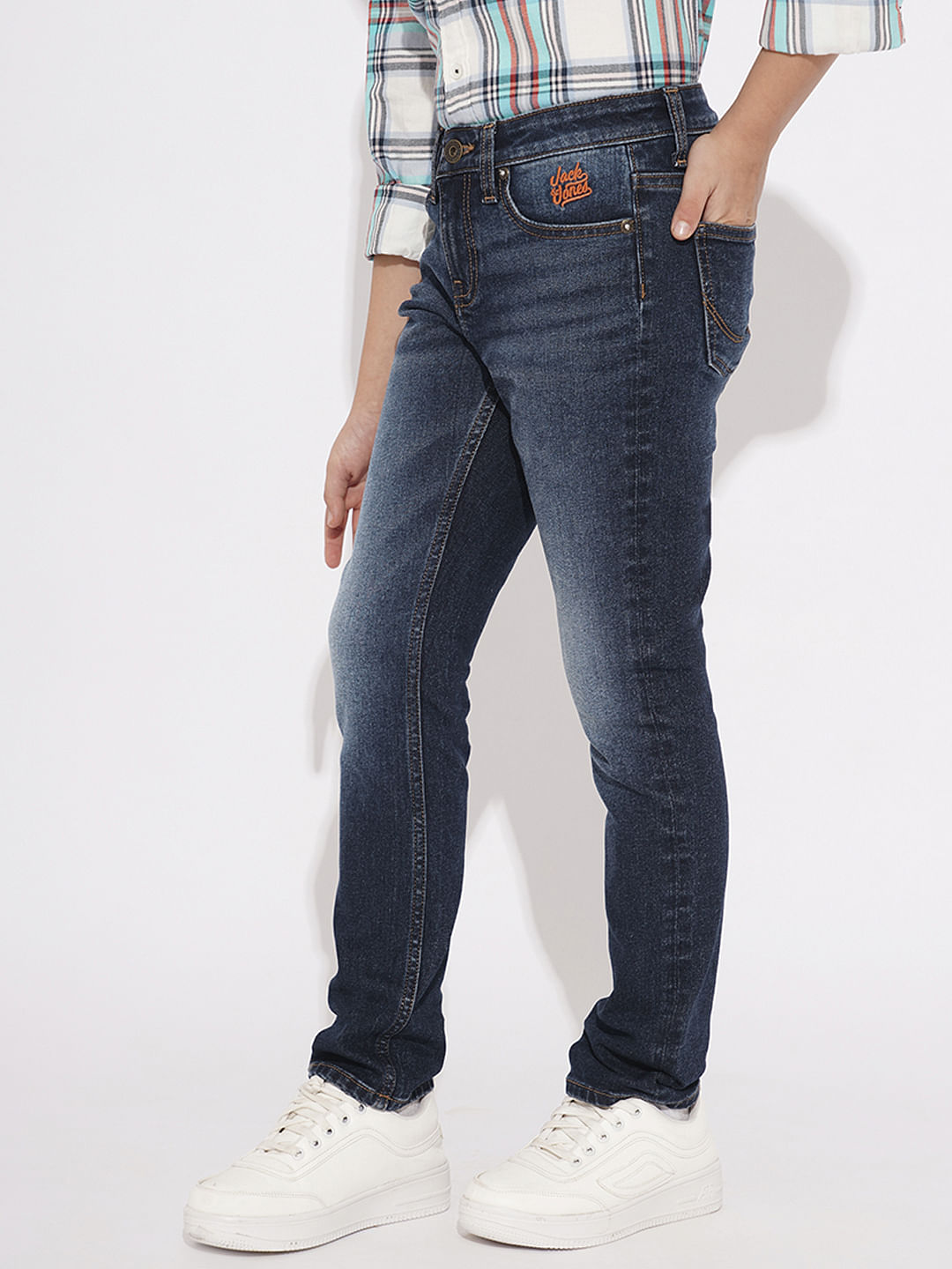 BOYS Dark Blue Washed Regular Fit Jeans