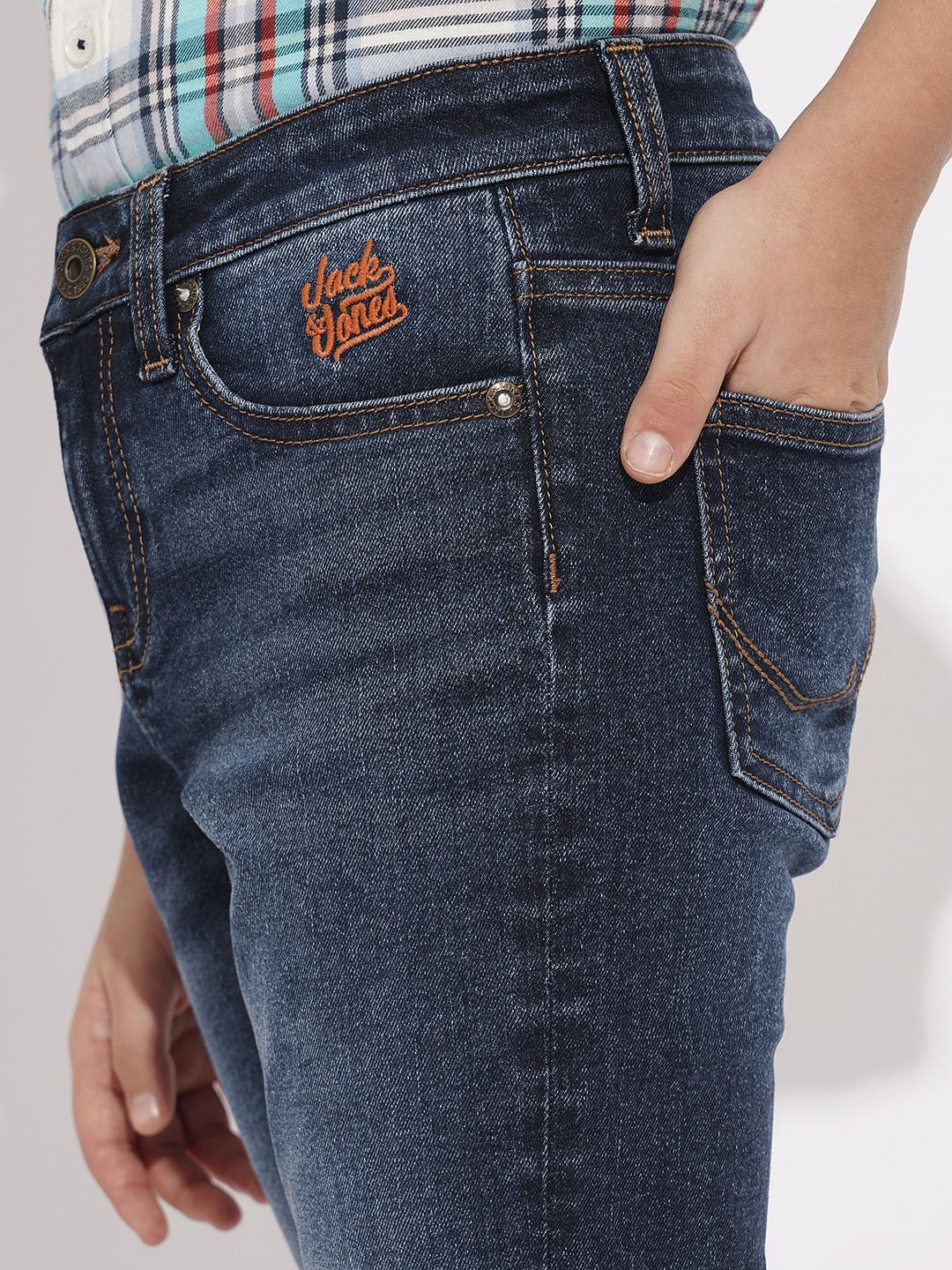 BOYS Dark Blue Washed Regular Fit Jeans