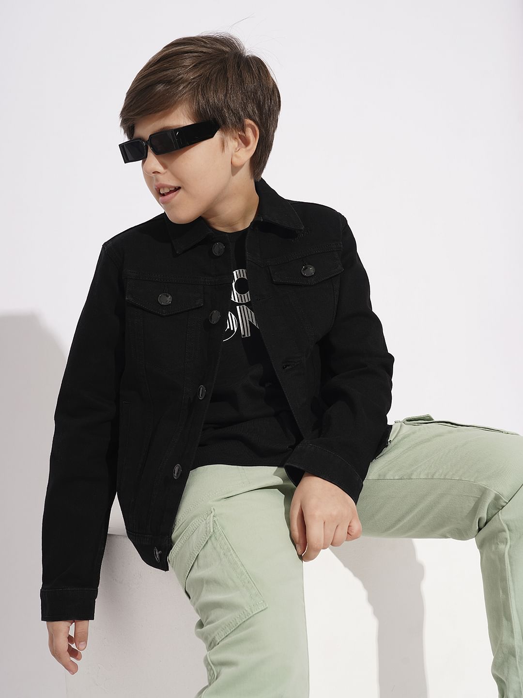 Boys Black Denim Jacket - 4/5Y