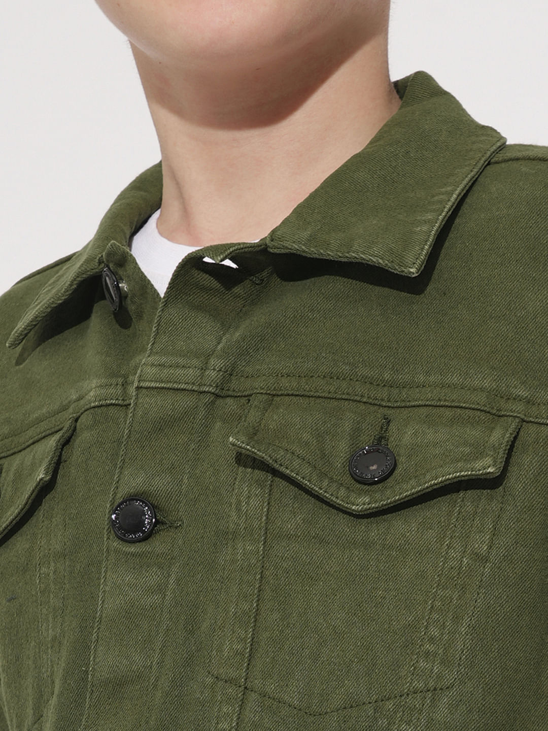 Boys Green Denim Jacket