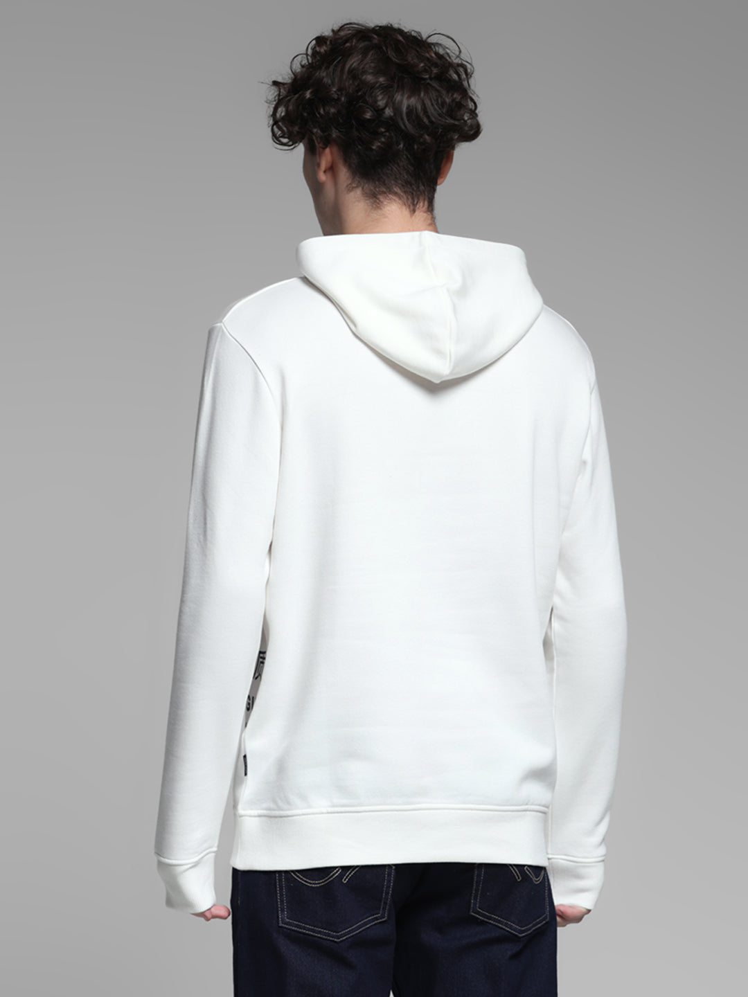 White Printed Hooded Sweatshirt