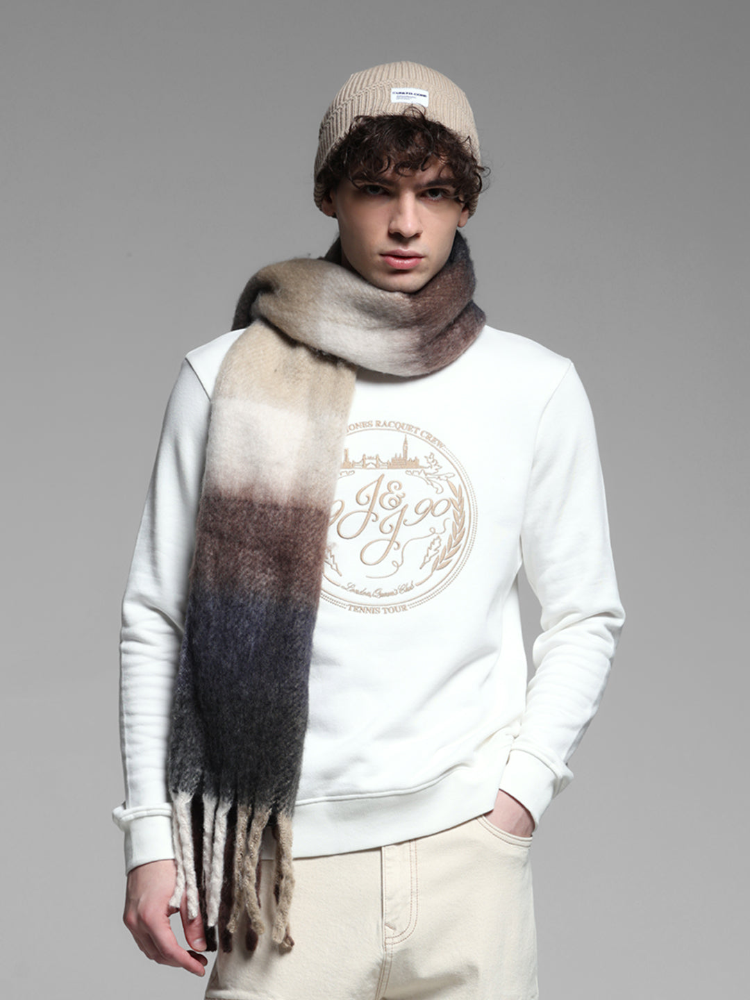 White Embroidered Sweatshirt - S