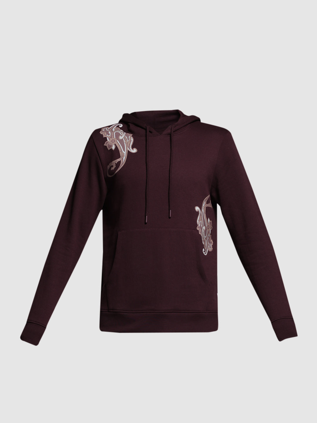 Wine Printed Hooded Sweatshirt