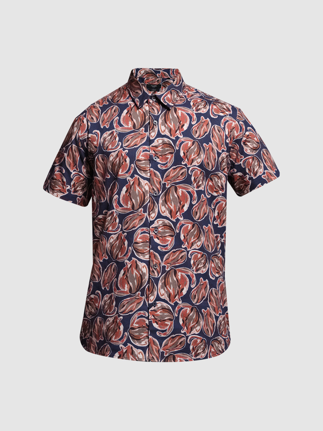 Blue Floral Short Sleeves Shirt