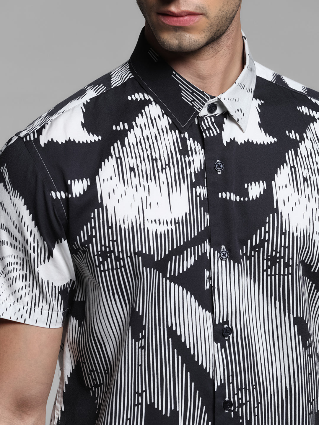 Black Print Cotton Shirt