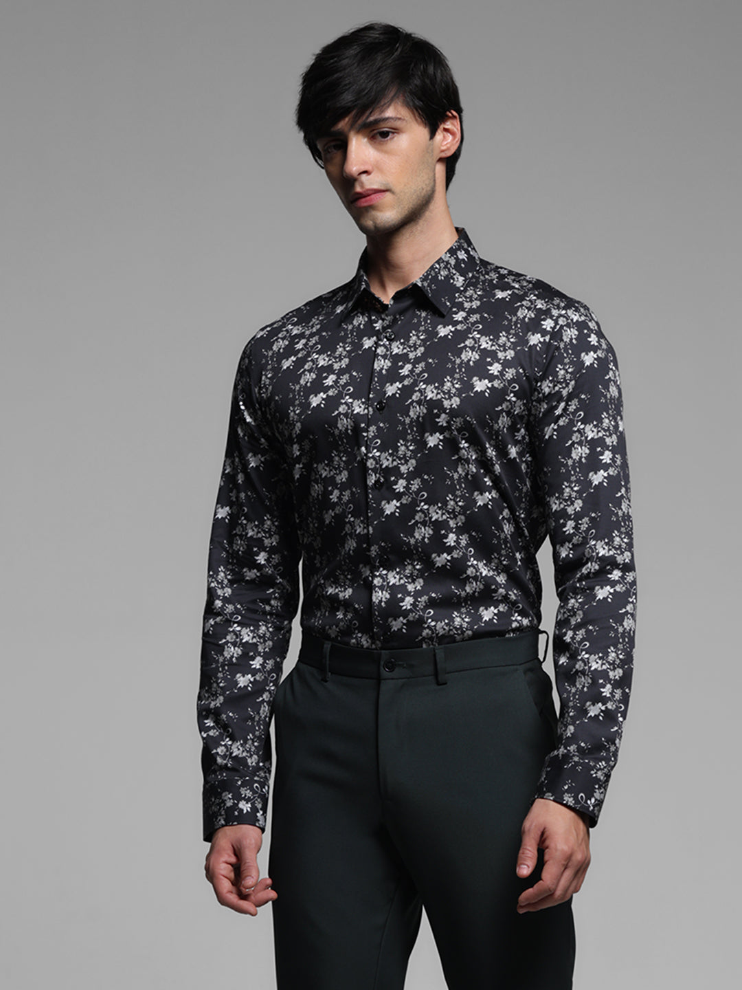 Black Floral Print Shirt