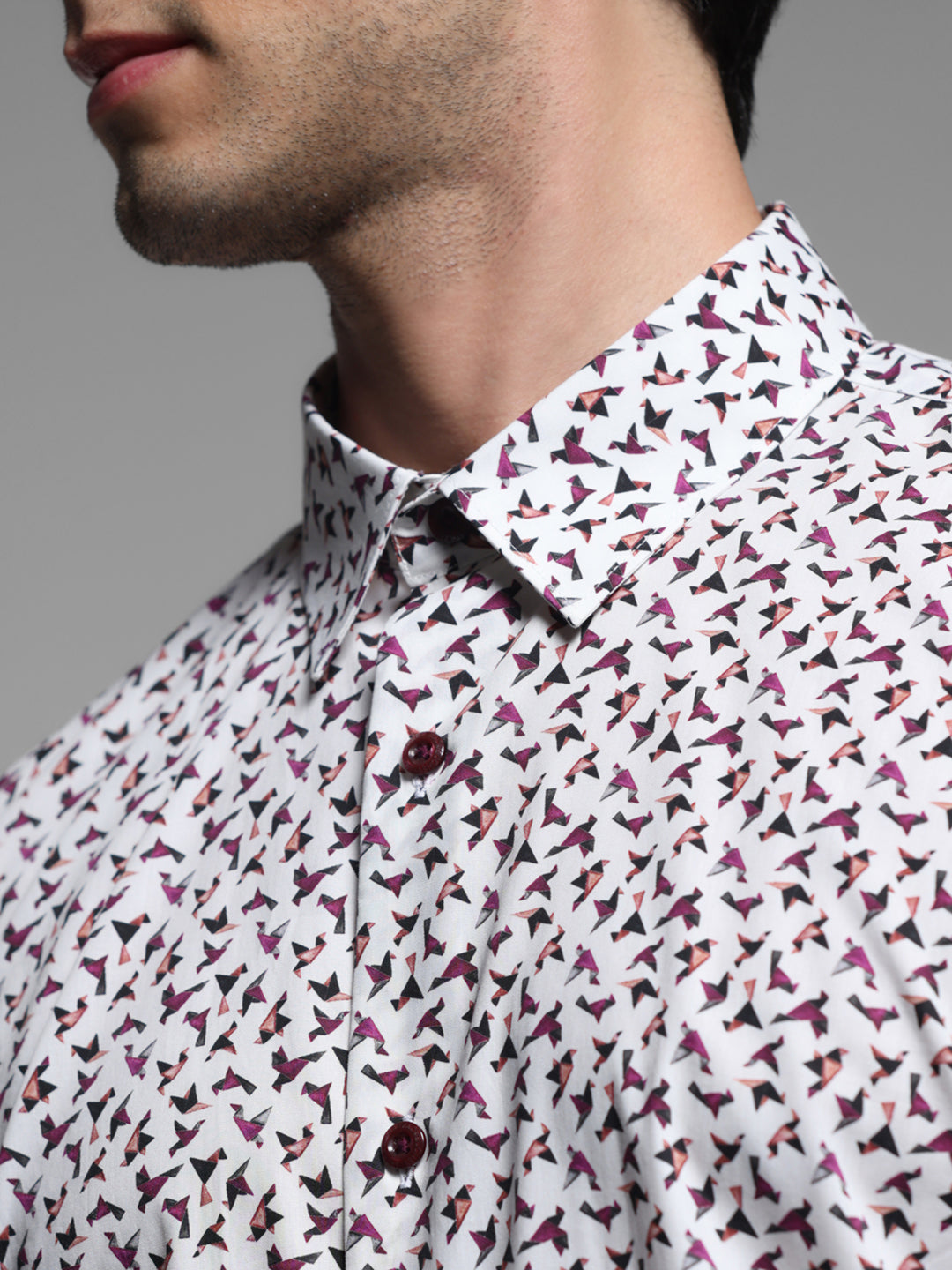White Cotton Printed Shirt