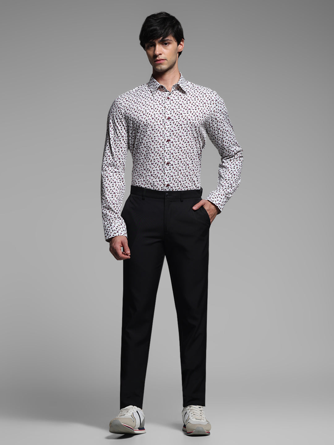 White Cotton Printed Shirt