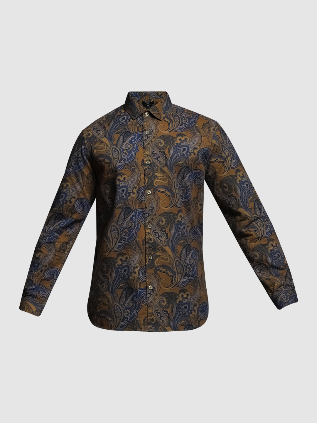 Brown Printed Cotton Shirt