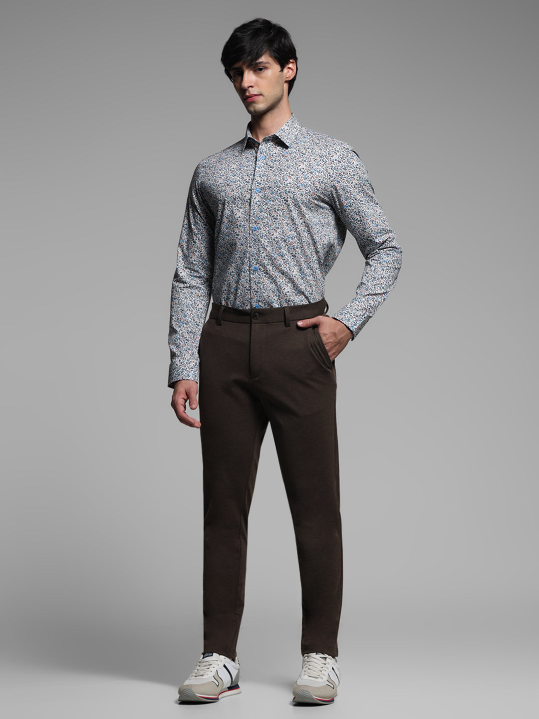 White Floral Slim Fit Shirt