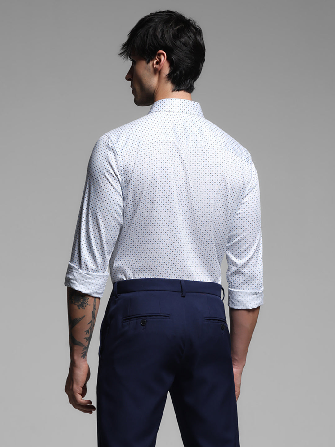 White Printed Formal Shirt
