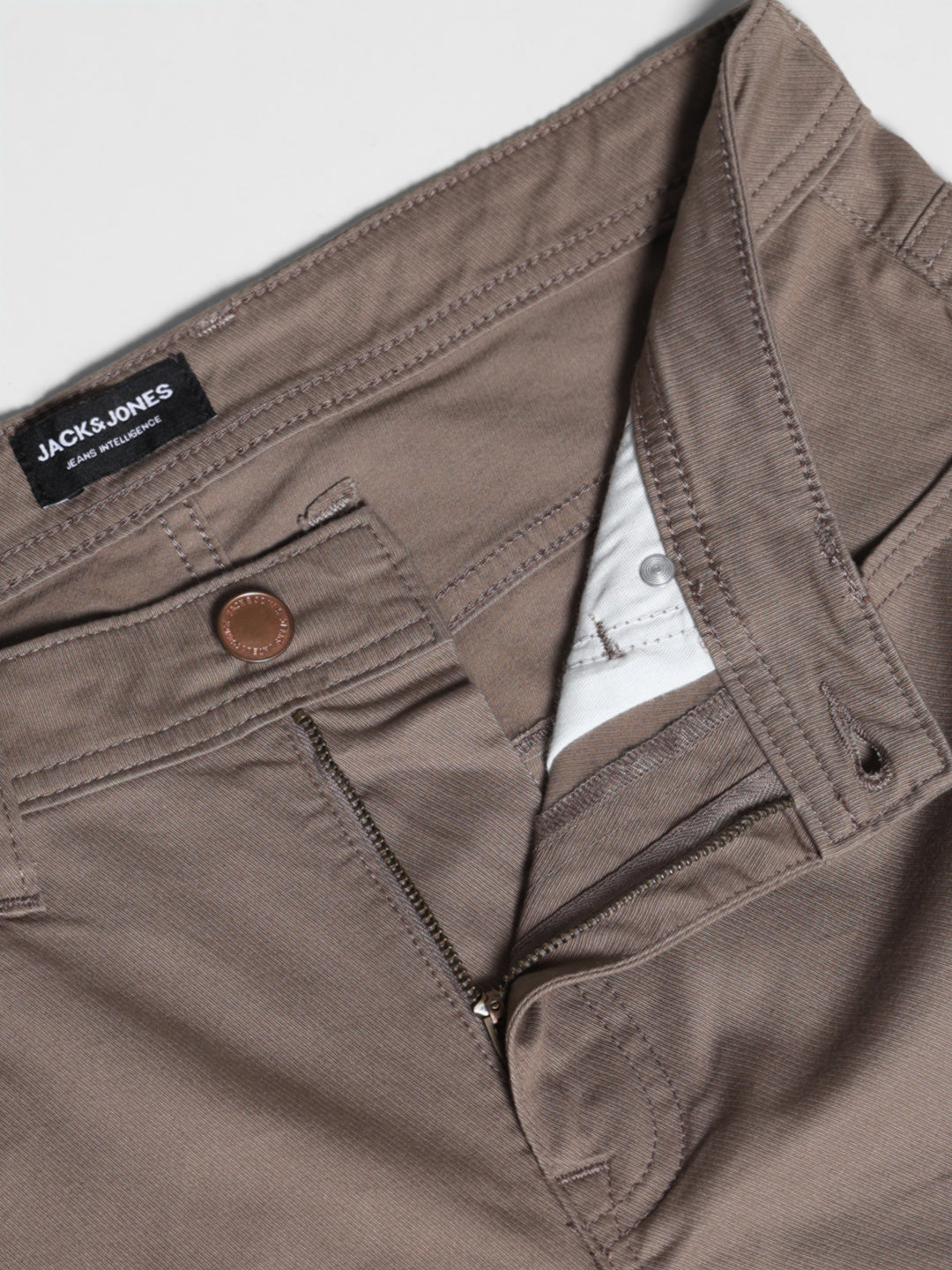 Beige Twill Regular Fit Pants