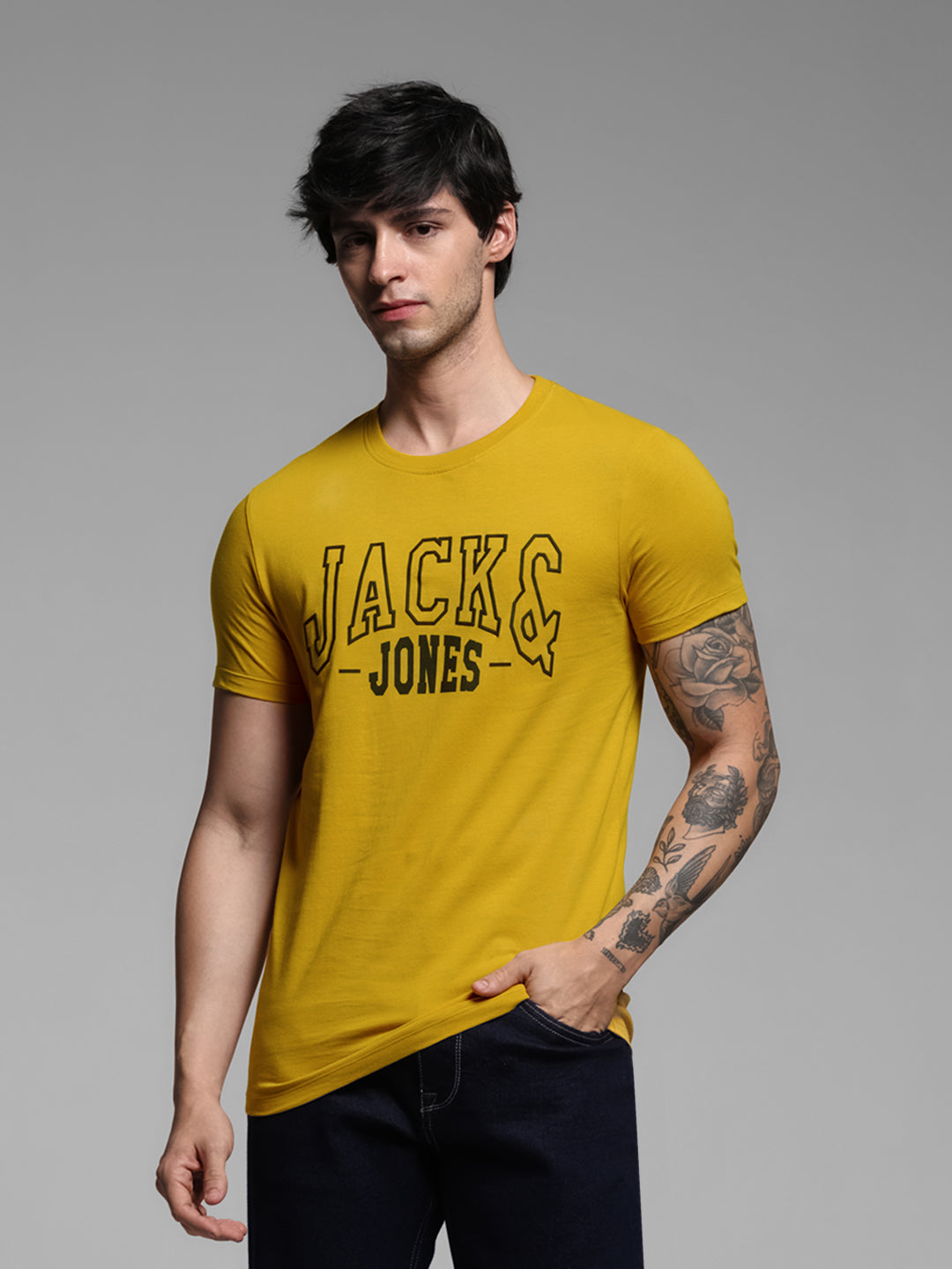 Yellow Logo Print T-shirt - S