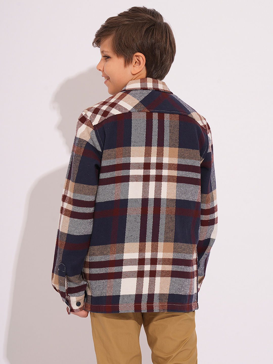 Boys Brown Check Shacket