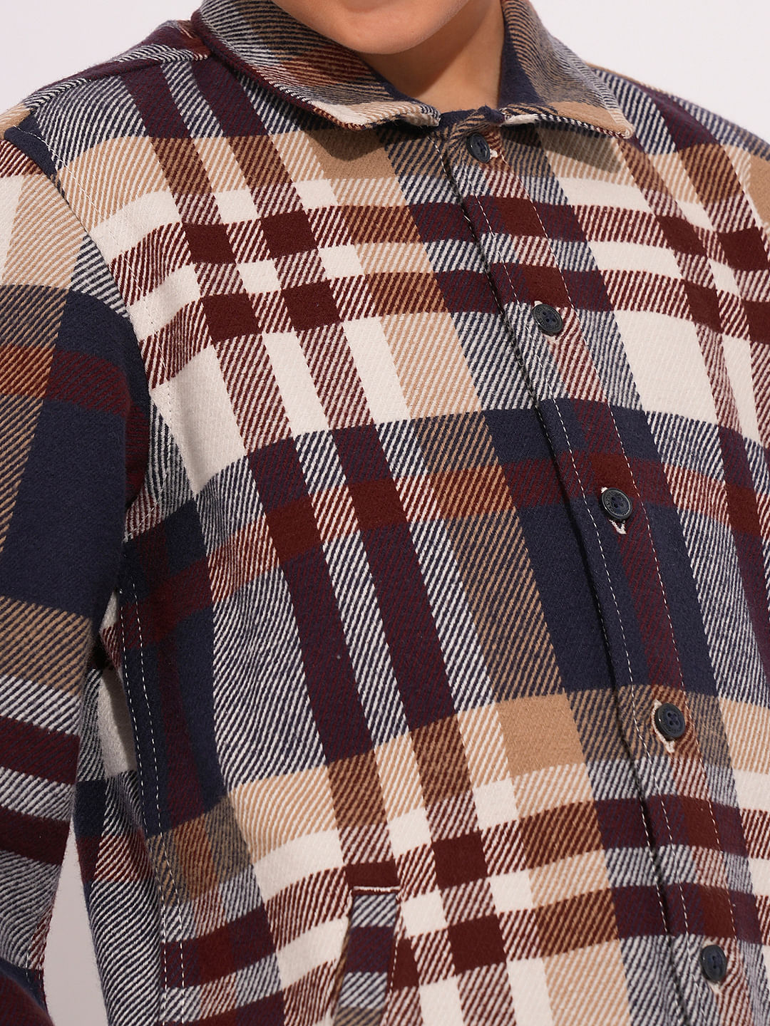 Boys Brown Check Shacket