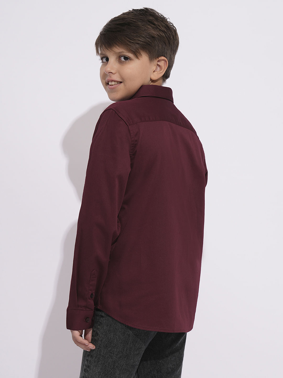 Boys Maroon Full Sleeves Shirt
