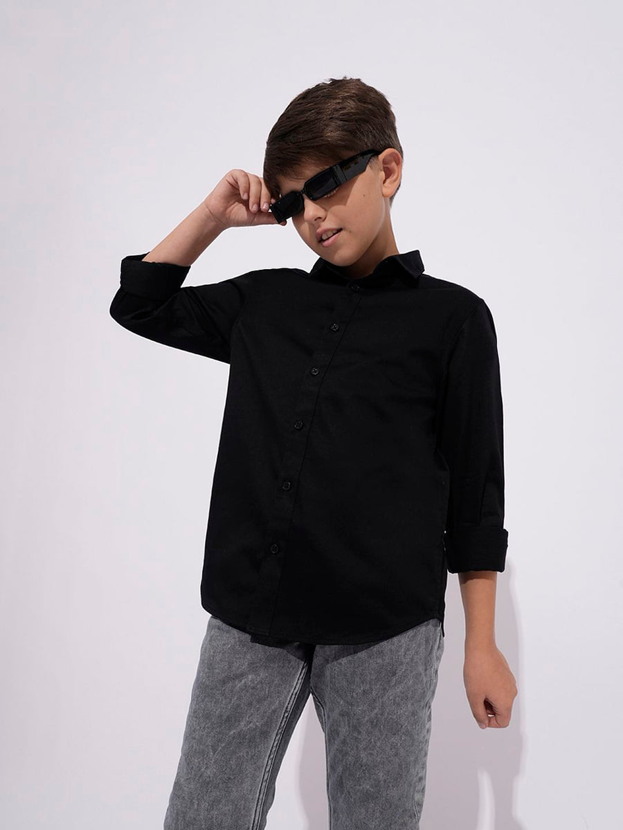 Boys Black Full Sleeves Shirt