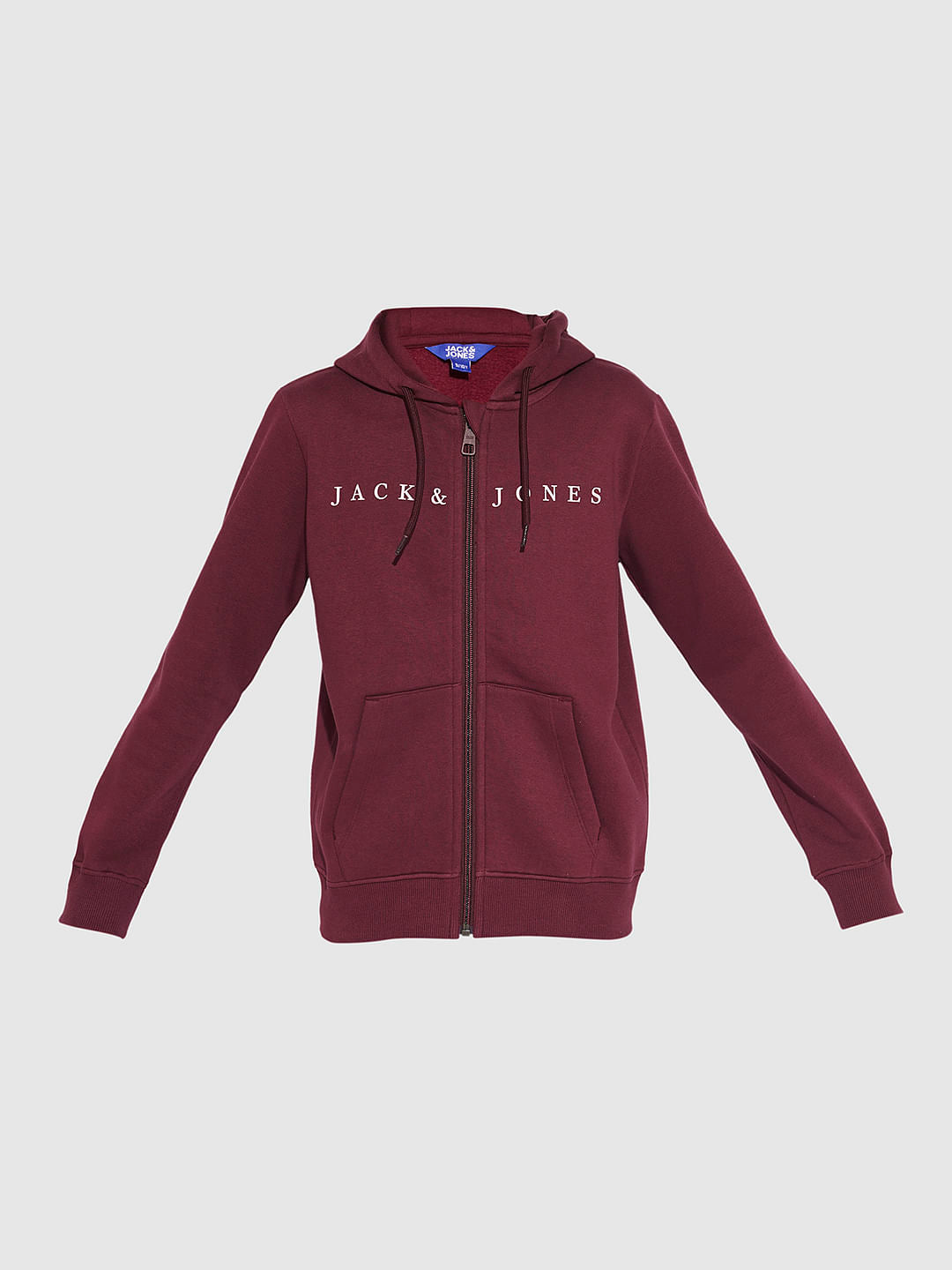 Boys Maroon Hooded Logo Print Sweatshirt