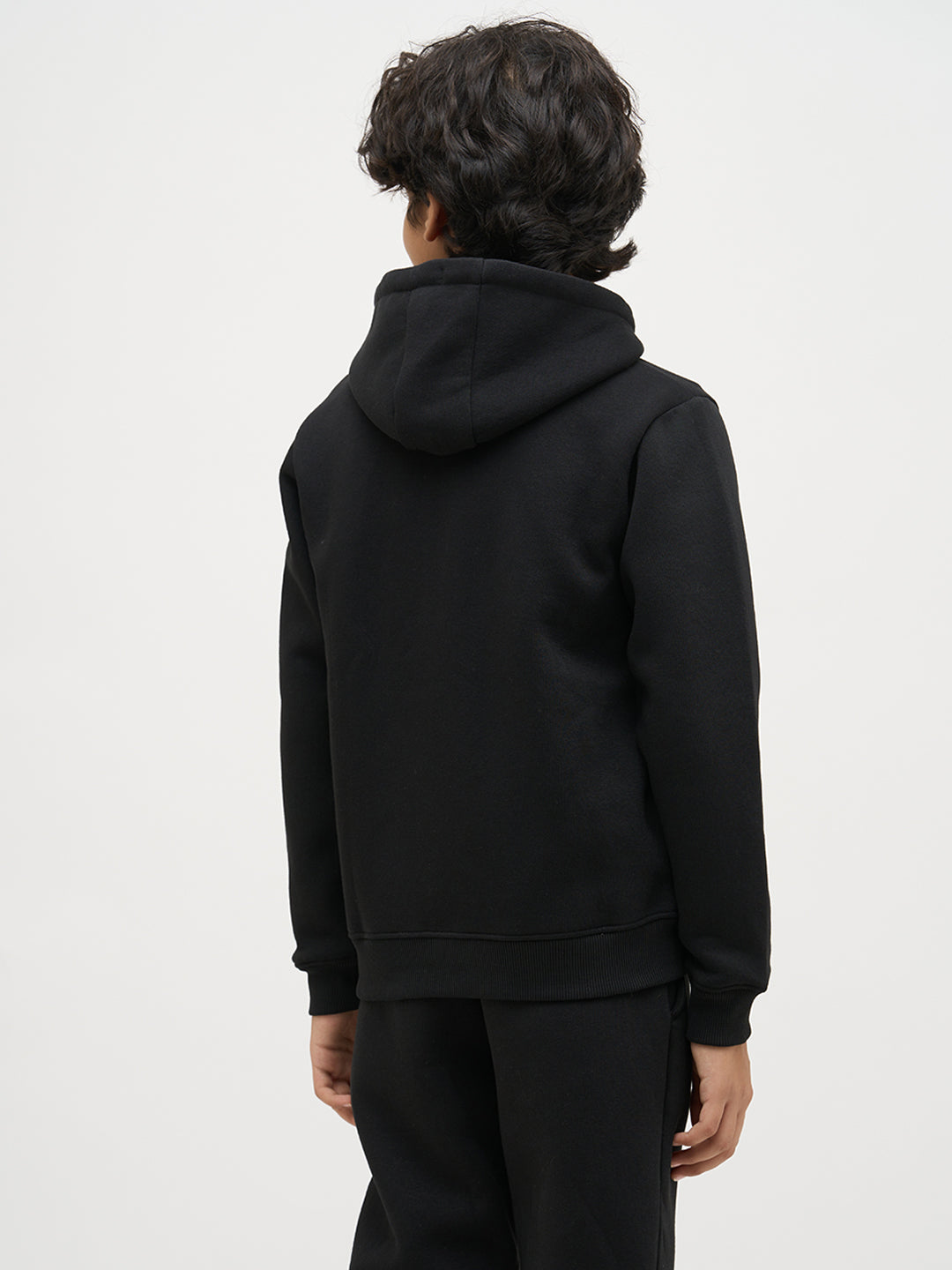 Boys Black Zip-Up Hooded Sweatshirt