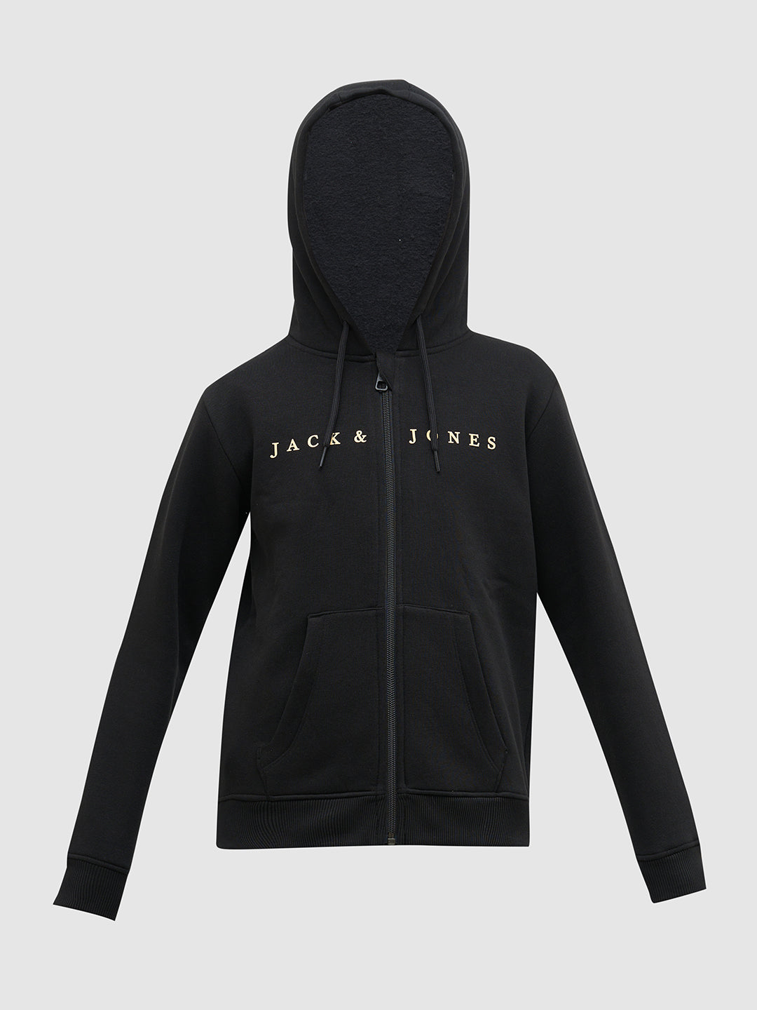 Boys Black Zip-Up Hooded Sweatshirt