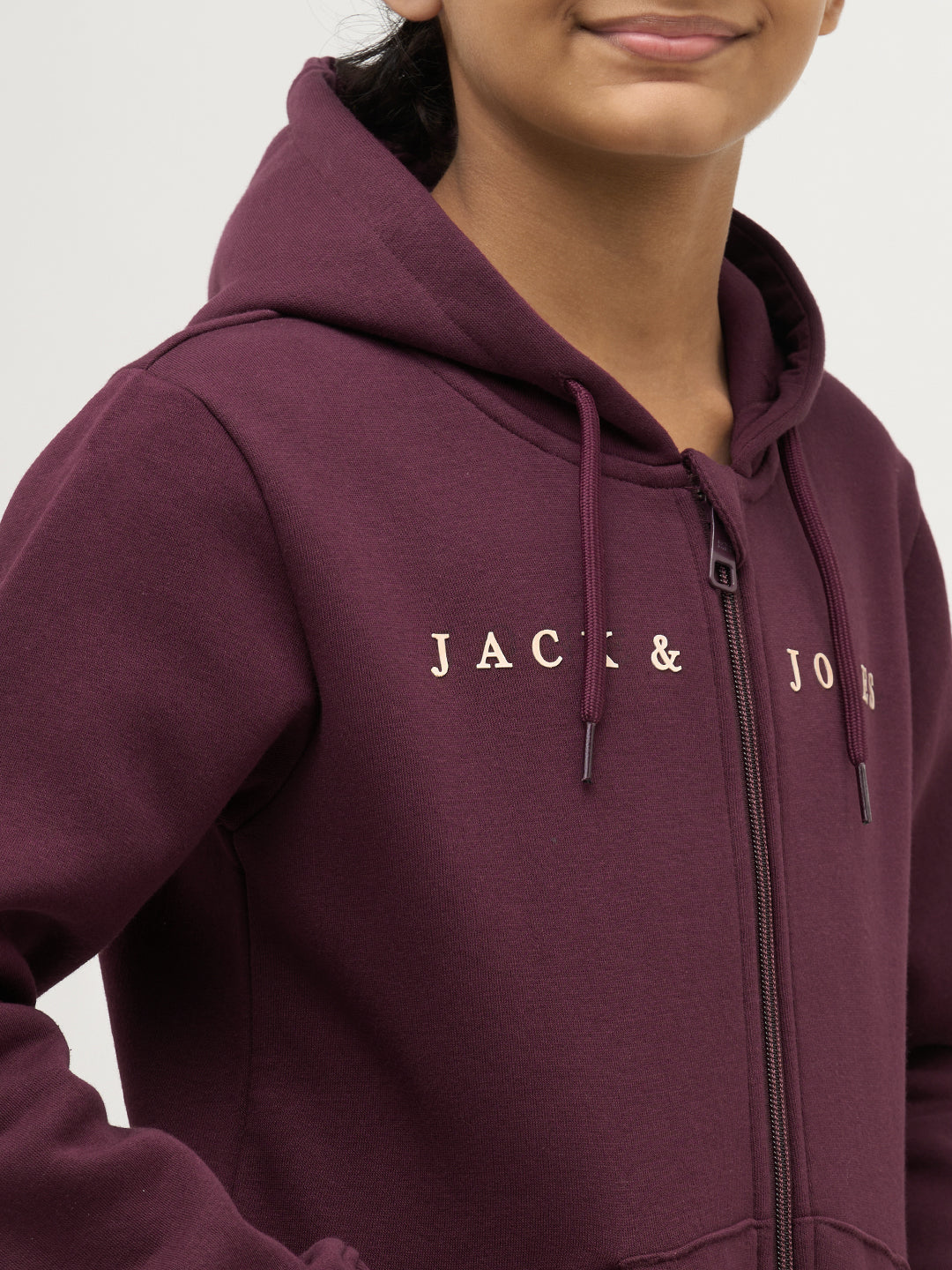 Boys Maroon Zip-Up Hooded Sweatshirt