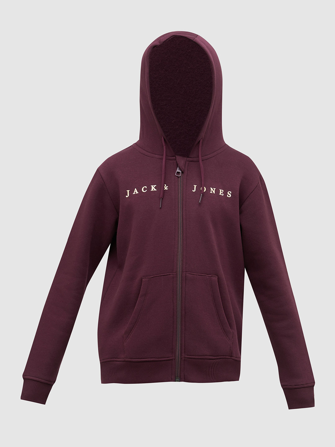 Boys Maroon Zip-Up Hooded Sweatshirt