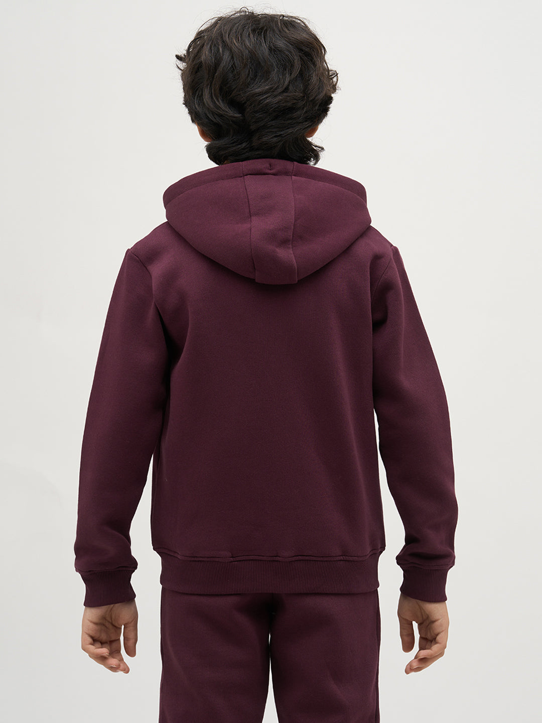 Boys Maroon Zip-Up Hooded Sweatshirt