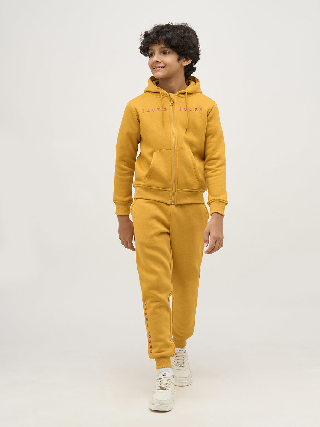Boys Yellow Zip-Up Hooded Sweatshirt