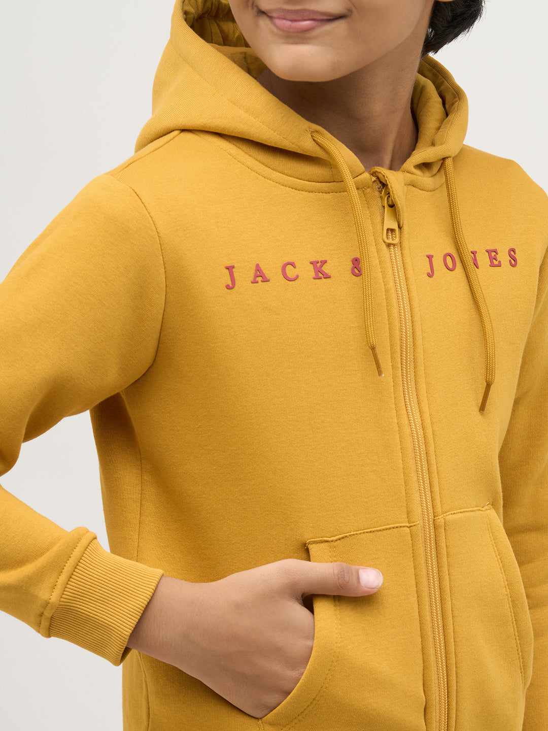 Boys Yellow Zip-Up Hooded Sweatshirt