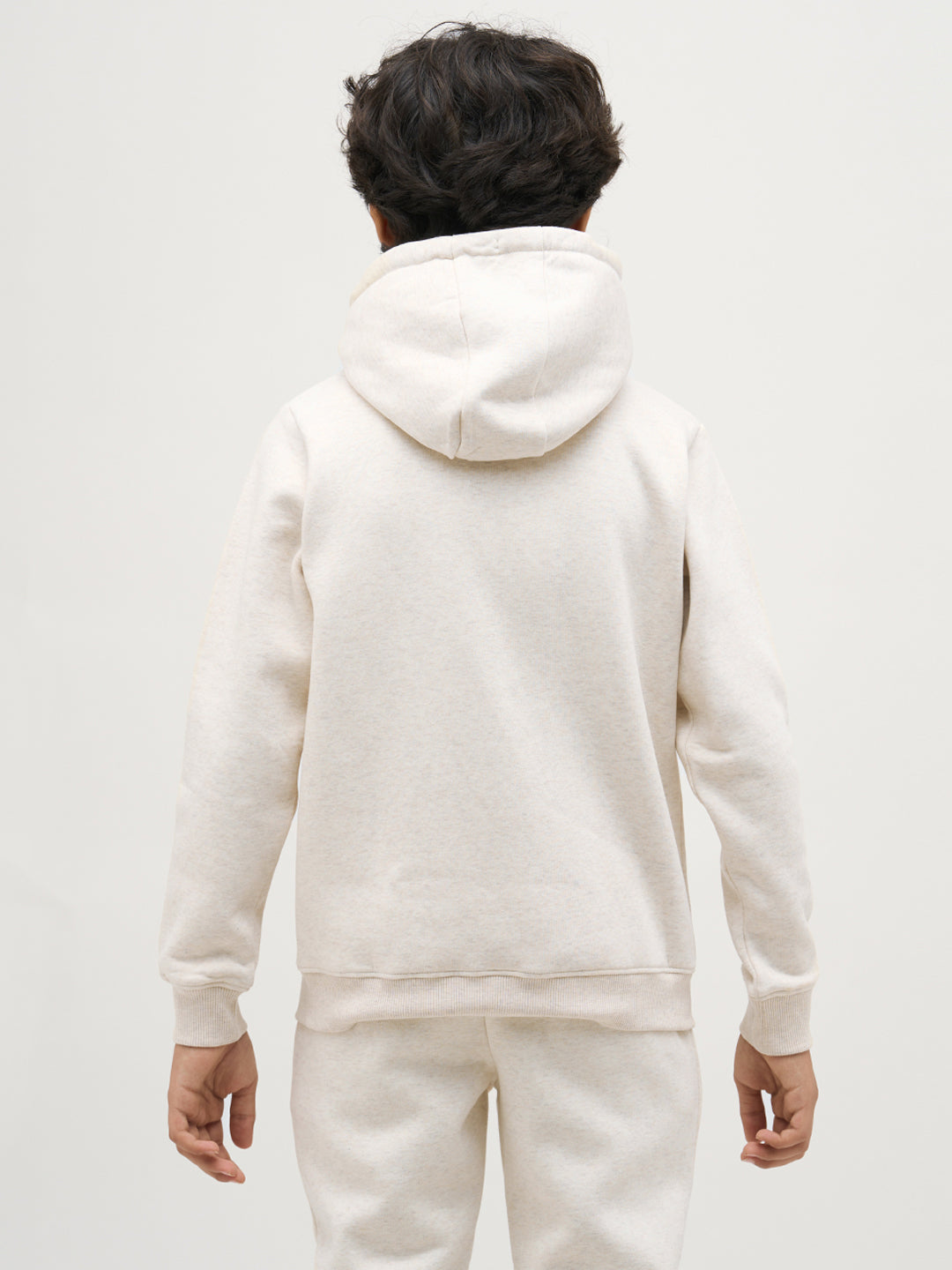 Boys White Zip-Up Hooded Sweatshirt