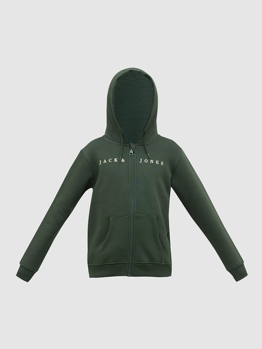 Boys Green Logo Text Hooded Sweatshirt