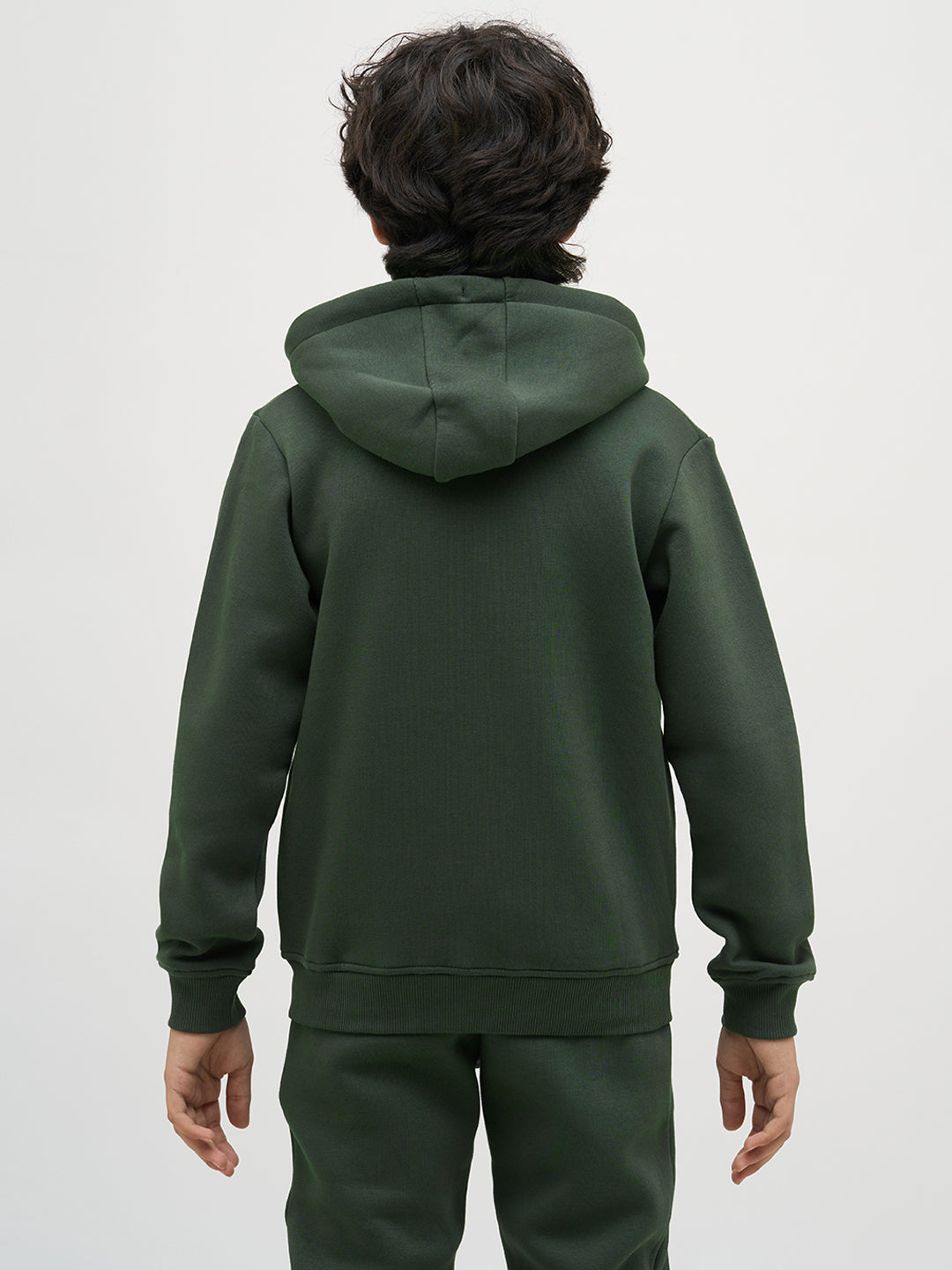 Boys Green Logo Text Hooded Sweatshirt