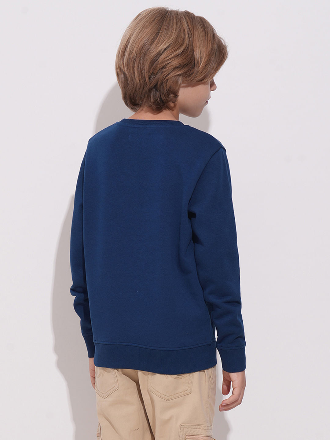 Boys Blue Applique Patchwork Sweatshirt